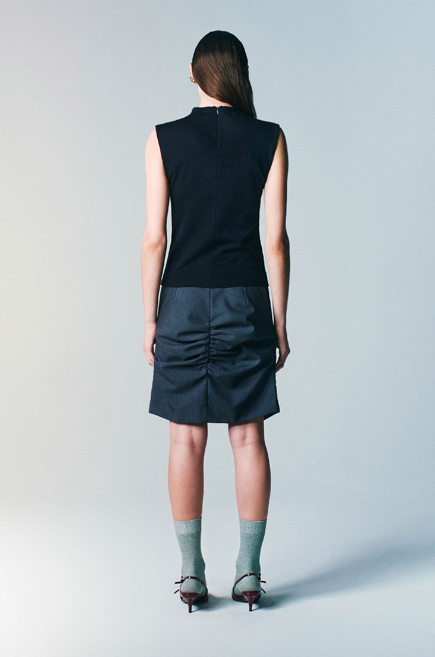 GATHERED SUIT SKIRT
