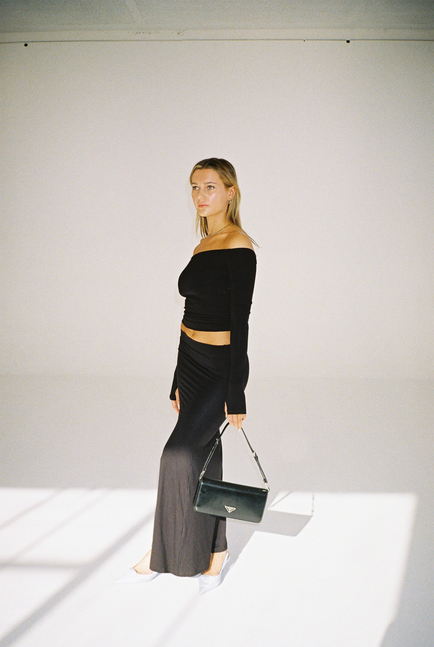 slinky black maxi skirt