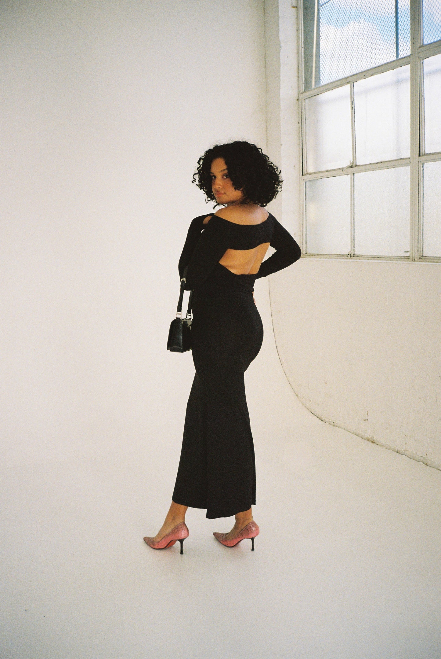 slinky black maxi skirt