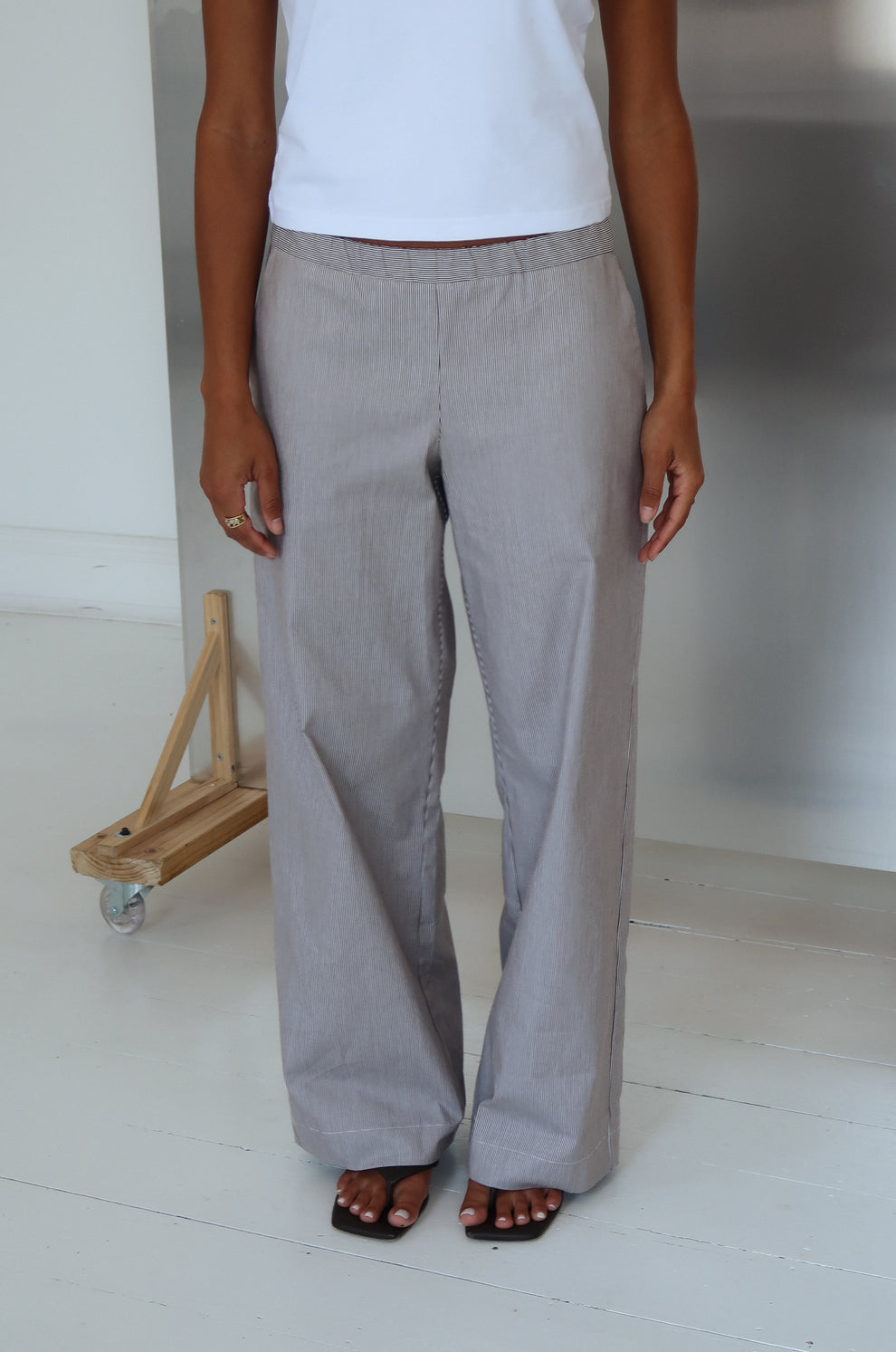 The Driftfit Wine Striped Pleated Cotton Trousers