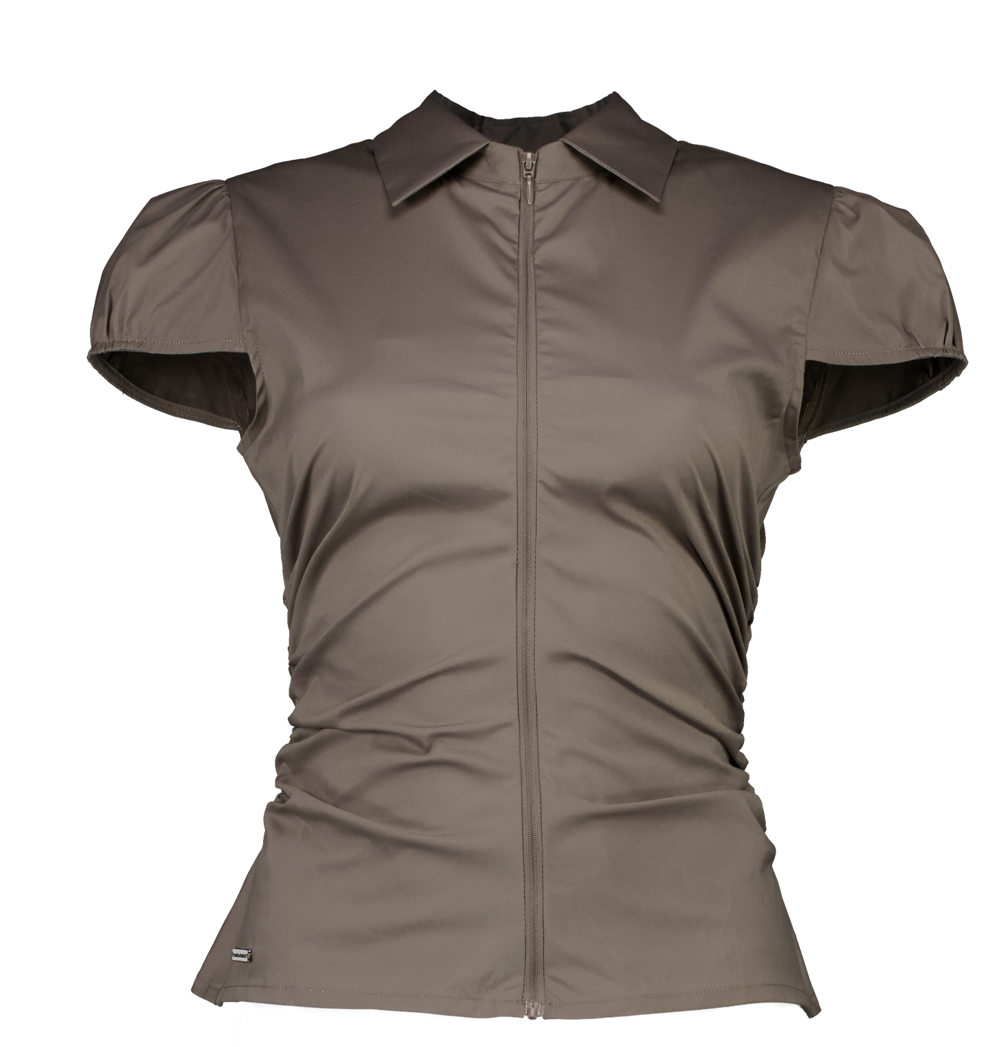 ZIP SHORT SLEEVE BLOUSE